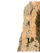 Paret calcària del sector de Montsec, mostrant la textura típica de la roca amb regletes i plaques verticals per a l'escalada.